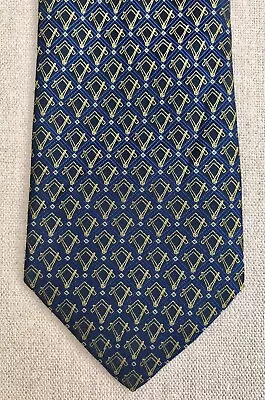 Masonic 100% Silk Tie Hand Made 3 7/8” X 56” Blue & Gold • $22