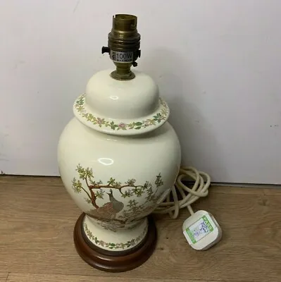 £24.99 • Buy Vintage BHS Oriental Chinese Ceramic Table Lamp Base Floral Peacock- Wooden Base