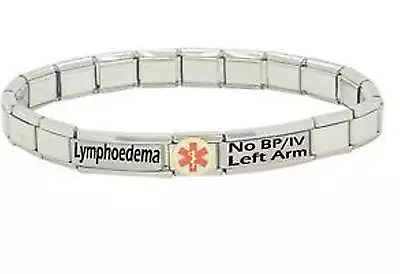 Lymphoedema No BP/IV Left Arm Medical Alert Stainless Steel Bracelet • £15.66