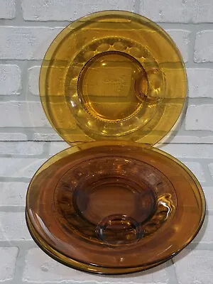 VINTAGE Amber Indiana Glass Colony Gold Crown Luncheon Plate 10 3/8  Set Of 4 • $27.50