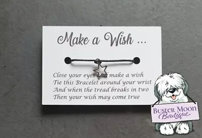 Make A Wish Bracelet Charm Friendship Gift Cord Birthday Card Him Her Wedding • £1.95