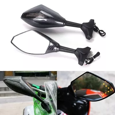 $31.85 • Buy Rearview Mirrors With Turn Signal LED For Kawasaki Ninja ZX6R ZX636 ZX10R ZX14R