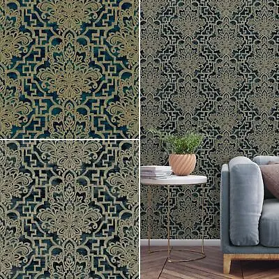 £1.99 • Buy Grandeco Damask Trellis Wallpaper Metallic Textured Geometric - 2 Colours