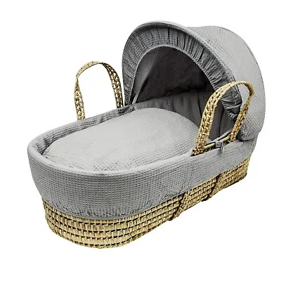 £24.49 • Buy Moses Basket Bedding Set Dressings With Padded Liner, Body & Hood Grey Waffle