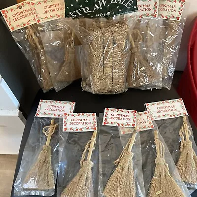 6  BALE OF STRAW RHYME + 9 - 6  Christmas Halloween Broom Decorations Vintage • $12.25