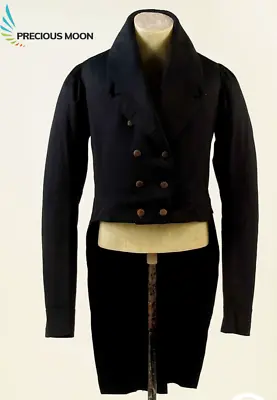 Precious Moon Historical Victorian Evening Tailcoat  Black Double Breast • £196.99