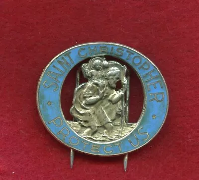 1930s VTG St Christopher Medal Car Visor Clip Badge Travel Safe Be My Guide • $28