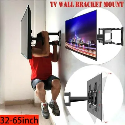 TV Wall Mount Bracket Swing Arm Tilt Swivel 32/40/43/49/50/55/60/65 Inch LED LCD • £21.90