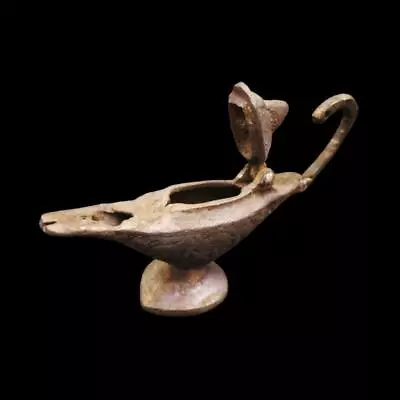 Rare Unique Solid Antique Roman Ancient Egyptian Bronze Oil Lamp 2nd Century AD • £62.73