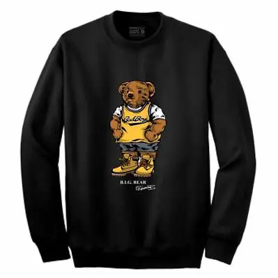 NEW Streetwear On Demand BIGGIE BADBOY BEAR BLACK Crew Sweater SMALL-3XLARGE • $99.48