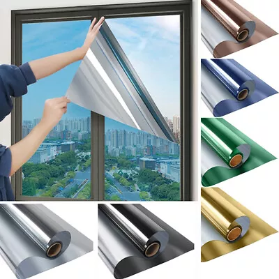 1PC Window Self-adhesive One-way Mirror Privacy Film Heat Insulation Blocking UV • £4.55