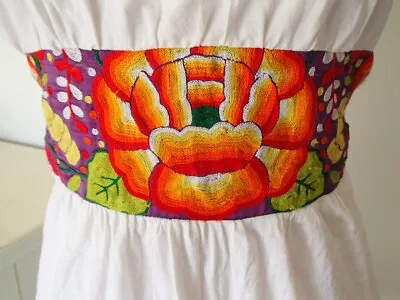 Vintage Mexican Folk Huichol Embrodered Hippie Mini Dress • $35