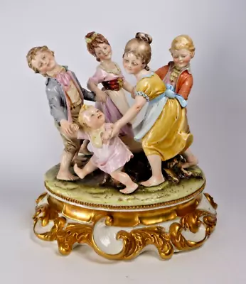 Fine Quality Capodimonte Children Figure Group Ring A Ring O Roses - Perfect • £250