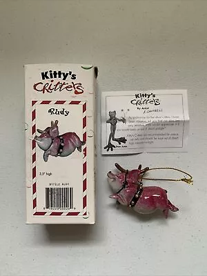 Kitty’s Critters RUDY THE PIG REINDEER Ornament 2003 ORIGINAL BOX K. Cantrell • $37.99