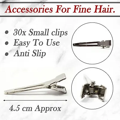 30pcs Silver Hair Crocodile Clip Metal Saloon Alligator Section Clip Barrette UK • £3.89