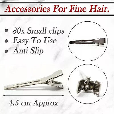 30pcs Silver Hair Crocodile Clip Metal Saloon Alligator Section Clip Barrette • £3.89