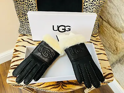 New Ugg Australia Black Leather & Sheepskin Gloves Size Small R.r.p. £135 • £94