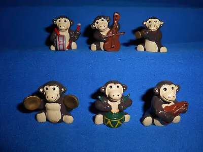 Cartoon MONKEY Chimp BAND Musicians Set Of 6 Miniature Plastic Surprise FIGURINE • $11.99