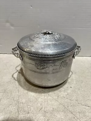 Vintage Hammered Aluminum Ice Bucket Ornate Mid-century ForemanInc. • $24.95