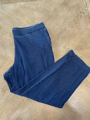 J Jill Purejill Indigo Slim Crop Pull On Pants Stretchy Waist 38”Inseam 26” L • $28