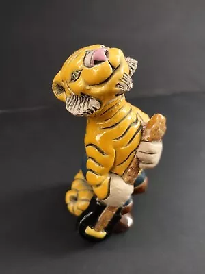 Raku Pottery? Tiger Musician Figurine- 4  South African Painted Folk Art  • $19.95