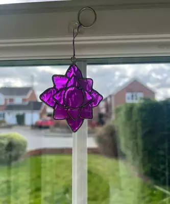 Chakra Sun Catcher Crown Chakra Purple Symbol Mini Stained Glass Suncatcher • £6.74