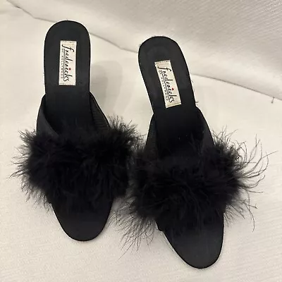 Fredericks Of Hollywood Womens Shoes Size 10 Marabou Slippers Slip On Heel New • £57.89