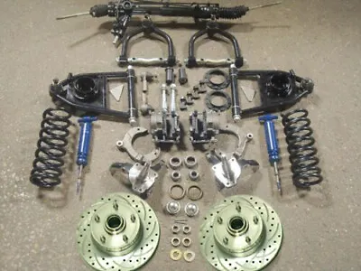 Mustang II 2 Suspension Kit Power Stock Spindles Chevy Slotted Rotors IFS Hub • $869.65