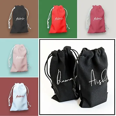 Personalised Drawstring Gift Bags With Custom Name Pouch Makeup Kit Cosmetic Bag • £2.97