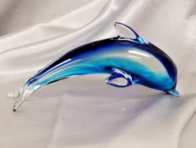 Vintage Murano Venetian Hand Blown Art Cobalt Blue Dolphin • $35.99