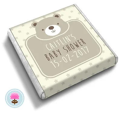 £9.75 • Buy Personalised Neutral BEAR Girl Boy Baby Shower / Christening Favour Chocolates