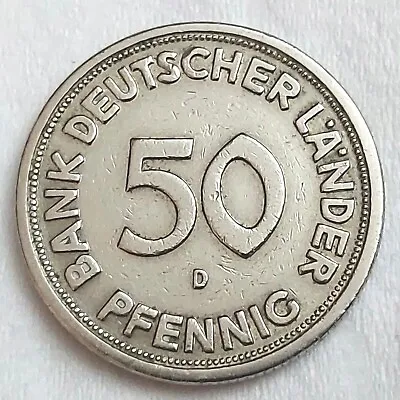 🇩🇪 GERMANY 1949 D 50 Pfennig Coin • £1.50