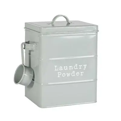 Vintage Metal Washing Powder Storage Tin Utility Canisters 18cm Grey • £12