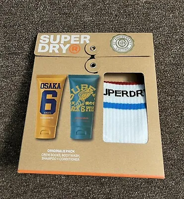 Superdry Gift Set Crew Socks Body Wash Shampoo And Conditioner Men’s Boys New • £9.99