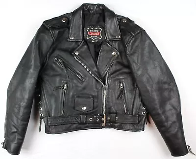Vintage Biker's Leather Stuff Cropped Motorcycle Jacket Womens Small Punk Metal • $124.99
