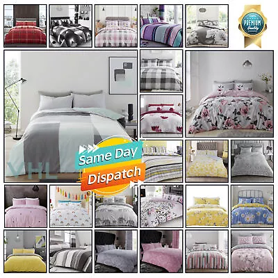 Clearance Bedding Reversible Duvet Cover Quilt Set With Pillowcases All Sizes UK • £14.49