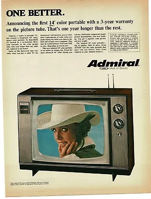 1968 ADMIRAL Playmate Color Portable TV Television Cowgirl Vintage Print Ad • $8.95