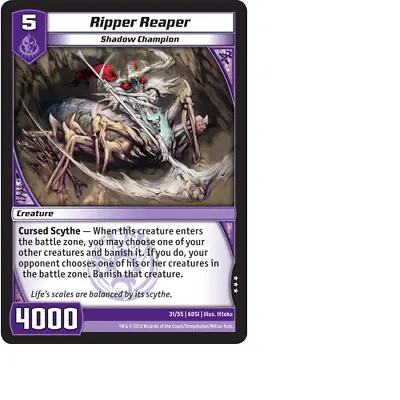 Kaijudo X1 RIPPER REAPER Rare #31/55 6DSI DragonStrike Infernus DUEL MASTERS TCG • $2