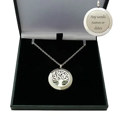 Tree Of Life Locket Necklace Personalised With Free Engraving On Back Gift Box • £19.99