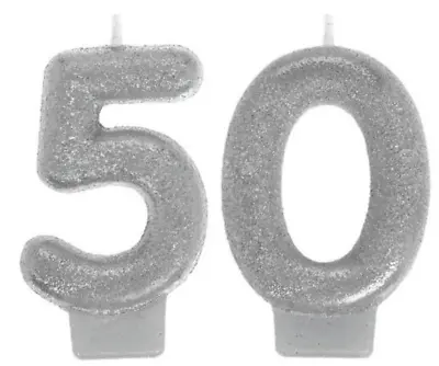 50th Birthday  Numeral Sparkling Celebration Glitter Candles For Fiftieth Party. • £4.33