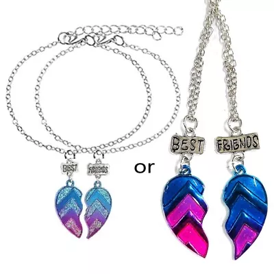 2pcs/4pcs Necklace Bracelets Half Heart Friendship Jewelry Set For Girl Lady • £5.93