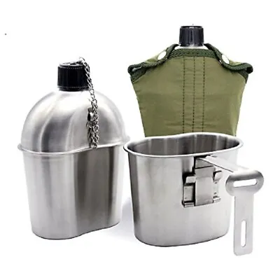 1X  Mug Cup 0.5L 1L  Military Canteen Stainless Steel Water Bottle Camping • $26.99