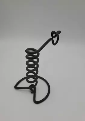 Vintage Wrought Iron Spiral Courting Candle Holder Adjustable Amish Rustic • $20