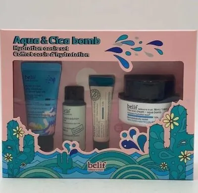 Belif Aqua & Cica Bomb Hydration Oasis 4 Piece Cleanser Moisturizer Set • $19.95