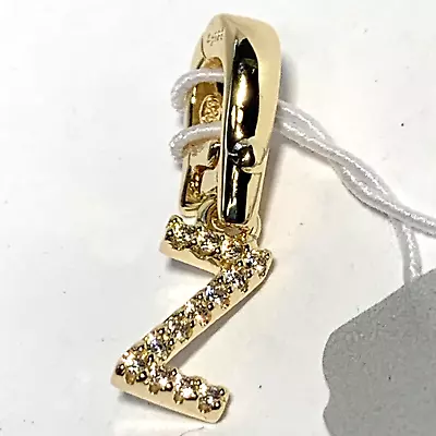 MICHAEL KORS Letter Z 14K Gold Plated STERLING SILVER Pave INITIAL CHARM • $18.95