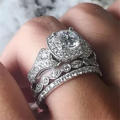 Ladies Rings Ring Set Zirconia Wedding Band Ring Engagement Jewelry For Women • £3.16