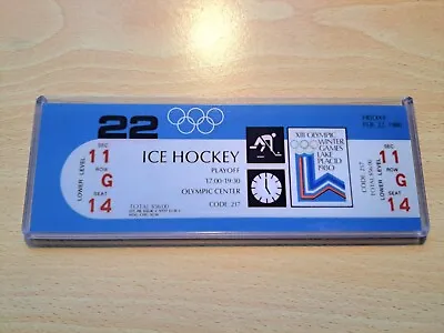 Miracle On Ice 1980 USA Hockey USA -VS- RUSSIA Ticket Lake Placid (Reproduction) • $49.99