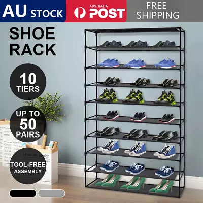 $22.05 • Buy 10 Tiers Shoe Rack Stackable Shelves Cabinet Storage Shoes Stand 50 Pairs Shoes