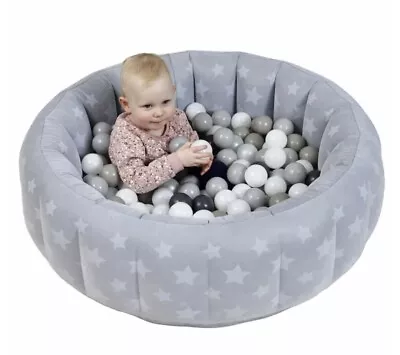 Velvet Soft Touch Baby Ball Pit For Soft Play - Grey • £27.85