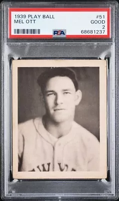 1939 Play Ball Mel Ott #51 HOF PSA 2 • $195